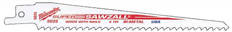 Milwaukee 48-00-5036 Super Sawzall Blade 6 Teeth per Inch 9 in. Length