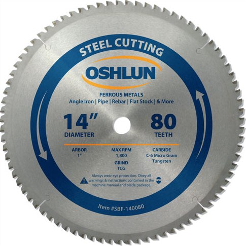 Oshlun SBF-140080 14" 80TCG Steel Cut Carbide Blade