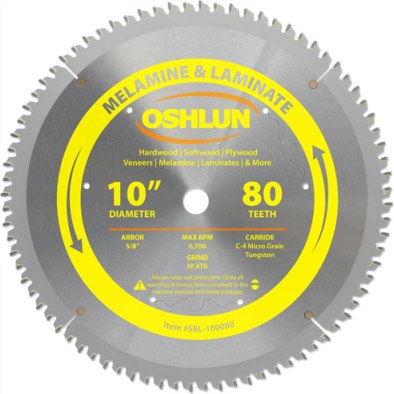 Oshlun 10" 80T Carbide Bl for Melamine/Laminates