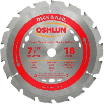 Oshlun SBM-072518 7-1/4 18T Carbide Blade