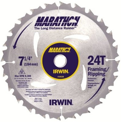 Irwin 24030 Marathon 7-1/4-Inch 24 Tooth Carbide Bl -10pack-