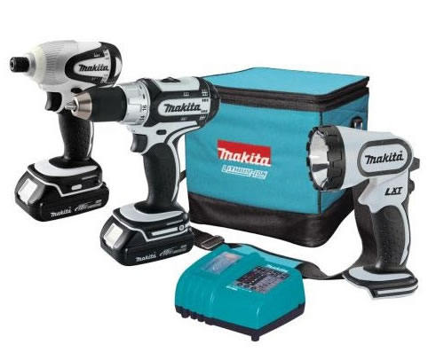 Makita LCT300W 18 Volt Lithium Ion White 3 Piece Combo Kit