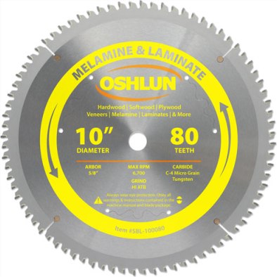 Oshlun 10" 80T Carbide Bl for Melamine/Laminates